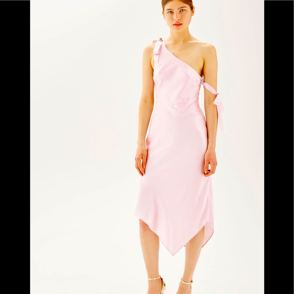TOPSHOP Satin One Shoulder Dress
